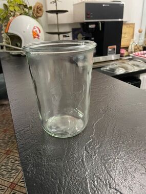 Weck Clear Glass Preserve Jar - Transparent No Lid Upcycle to a Tea Glass.